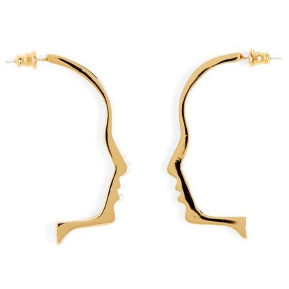 The Zinnia Gold Face Art Earrings